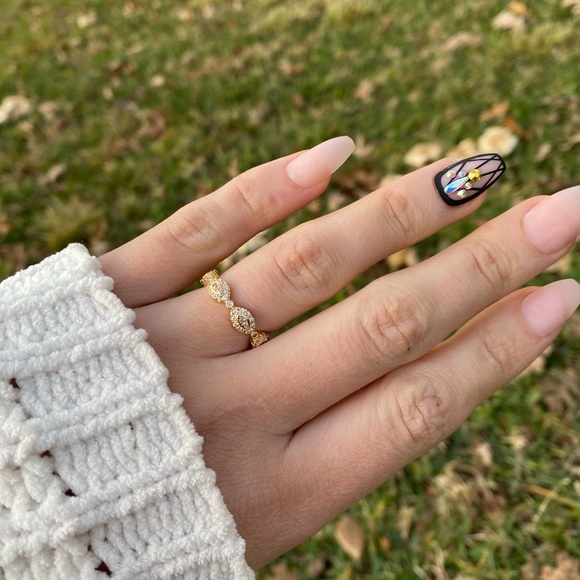 18k Yellow Gold Plated Ring White Sapphire - Picture 12 of 13